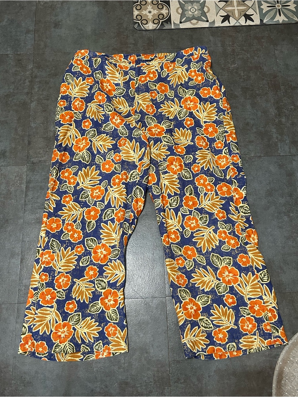 Silhouettes Women's Floral Wide-Leg Pants - Orange & Navy